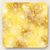 Sneeuwvlokken op gouden bodem bier onderzetter (Voorkant)