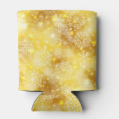 Sneeuwvlokken op gouden bodem blikjeskoeler (Achterkant)