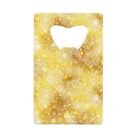 Sneeuwvlokken op gouden bodem creditkaart flessenopener (Achterkant)