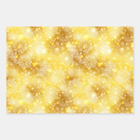 Sneeuwvlokken op gouden bodem inpakpapier vel (Voorkant 2)