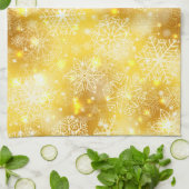 Sneeuwvlokken op gouden bodem theedoek (Gevouwen)