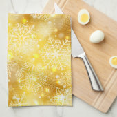 Sneeuwvlokken op gouden bodem theedoek (Quarter Fold)