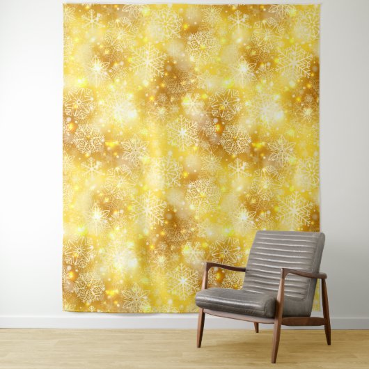 Sneeuwvlokken op gouden bodem wandkleed (In situ)