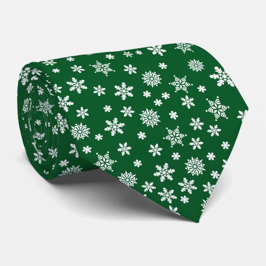 Sneeuwvlokken op groene Kerstmis Stropdas (Opgerold)