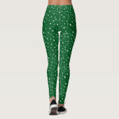 Sneeuwvlokken op groene vakantie Leggings (Achterkant)