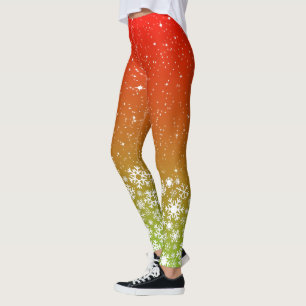 Sneeuwvlokken op het hete tropische kleurenverloop leggings