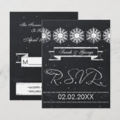 sneeuwvlokken op het winterbord RSVP Kaartje (Voorkant / Achterkant)