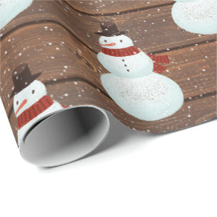 Sneeuwvlokken op houtwappapier cadeaupapier