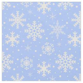 Sneeuwvlokken op Ice Blue Stof