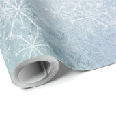 Sneeuwvlokken op Icy Blue Cadeaupapier (Rol Hoek)