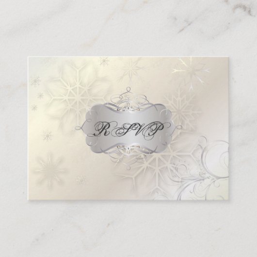 Sneeuwvlokken op ijs RSVP's, Chubby Bizcards Informatiekaartje (Voorkant)