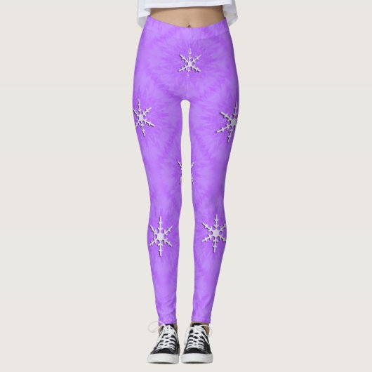 Sneeuwvlokken op lavendel... leggings (Voorkant)
