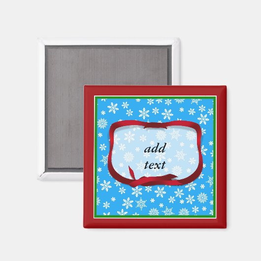 Sneeuwvlokken op lichtblauwe achtergrond magneet (Voorkant / Achterkant)