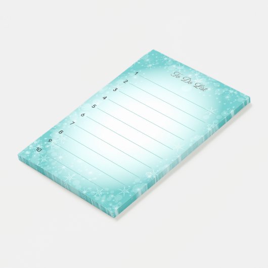 Sneeuwvlokken op lichtblauwe gradiënt post-it® notes (Schuin)