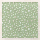 Sneeuwvlokken op Mint Glazen Onderzetter (Voorkant)