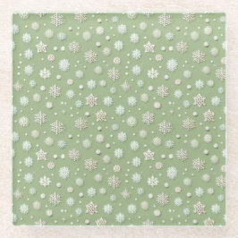 Sneeuwvlokken op Mint Glazen Onderzetter