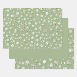 Sneeuwvlokken op Mint Inpakpapier Vel