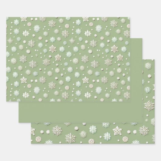 Sneeuwvlokken op Mint Inpakpapier Vel (Set)