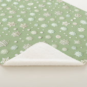 Sneeuwvlokken op Mint Sherpa Deken (3/4)