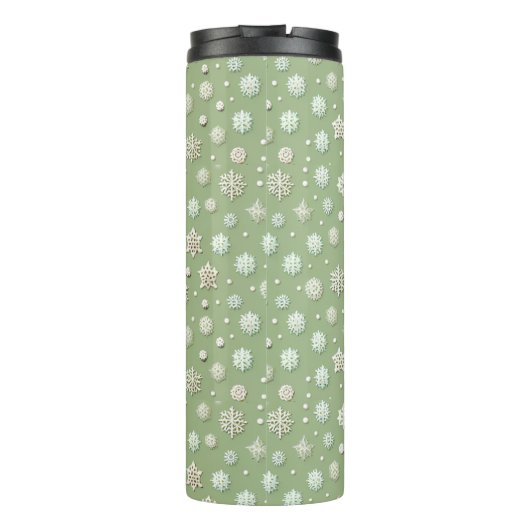 Sneeuwvlokken op Mint Thermosbeker (Achterkant)