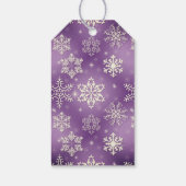 sneeuwvlokken op paars met sneeuwpop cadeaulabel (Achterkant)