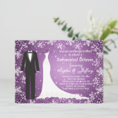 Sneeuwvlokken op paarse kerstrepetitie kaart (Staand voorkant)