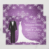 Sneeuwvlokken op paarse kerstrepetitie kaart (Voorkant / Achterkant)