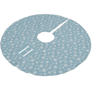 Sneeuwvlokken op Powder Blue met monogram Kerstboom Rok