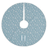 Sneeuwvlokken op Powder Blue met monogram Kerstboom Rok (Voorkant)