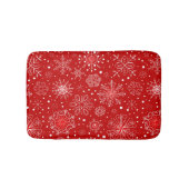 Sneeuwvlokken op rode achtergrond badmat (Voorkant)