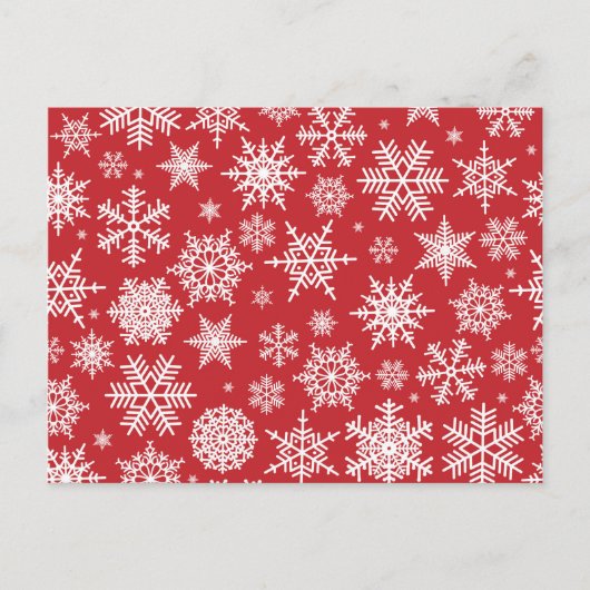  sneeuwvlokken op rode achtergrond briefkaart (Voorkant)