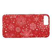 Sneeuwvlokken op rode achtergrond Case-Mate iPhone case (Achterkant (Horizontaal))