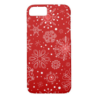 Sneeuwvlokken op rode achtergrond Case-Mate iPhone case