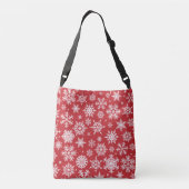 sneeuwvlokken op rode achtergrond crossbody tas (Achterkant)