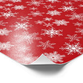 Sneeuwvlokken op rode achtergrond foto afdruk (Hoek)