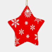  sneeuwvlokken op rode achtergrond keramisch ornament (Rechts)