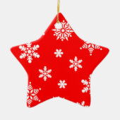  sneeuwvlokken op rode achtergrond keramisch ornament (Voorkant)