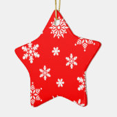  sneeuwvlokken op rode achtergrond keramisch ornament (Links)