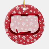 Sneeuwvlokken op rode achtergrond keramisch ornament (Achterkant)