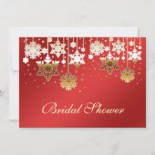 Sneeuwvlokken op rode bruiloft Bridal douche Uitno Kaart (Voorkant)