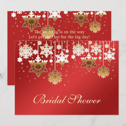 Sneeuwvlokken op rode bruiloft Bridal douche Uitno Kaart (Voorkant / Achterkant)