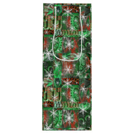 Sneeuwvlokken op Rode Groene Vakantie Wijnzak Wijn Cadeautas