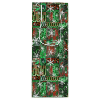 Sneeuwvlokken op Rode Groene Vakantie Wijnzak Wijn Cadeautas