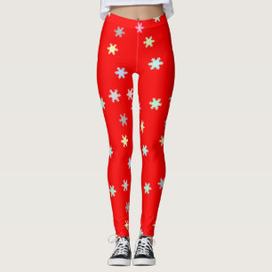 Sneeuwvlokken op rode Leggings