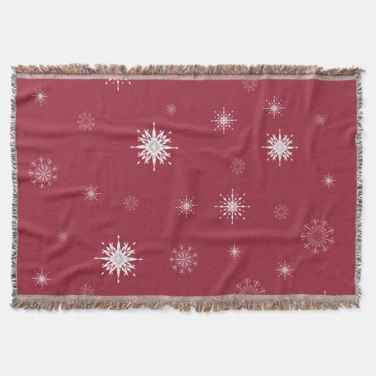 Sneeuwvlokken op rode schroefband deken (Voorkant)