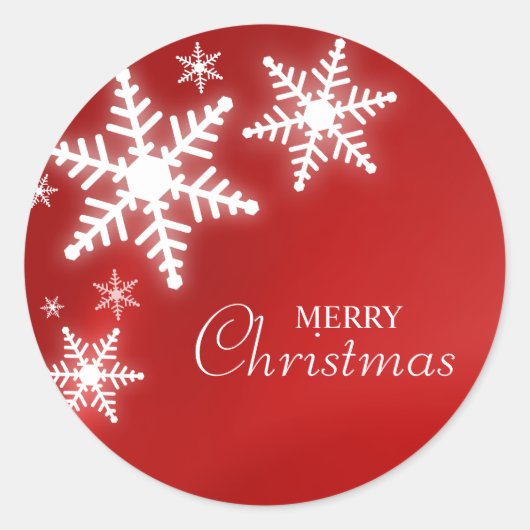Sneeuwvlokken op rode sticker (Voorkant)