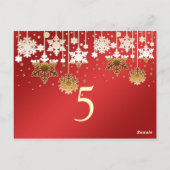 Sneeuwvlokken op rode winter bruiloft Tafelnummer (Achterkant)
