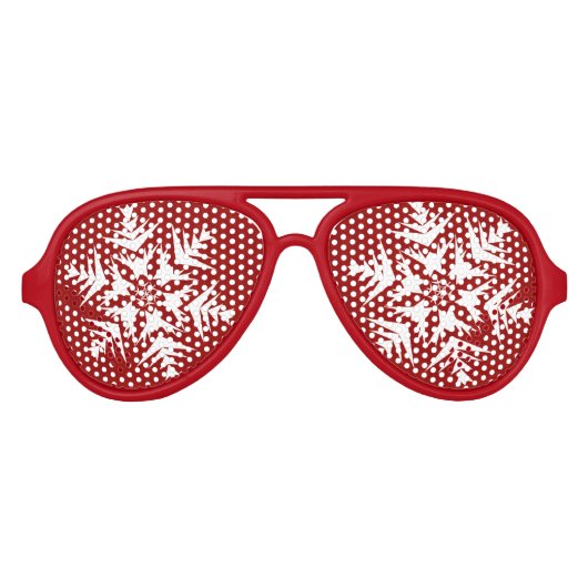 Sneeuwvlokken op rood aviator zonnebril (Voorkant)