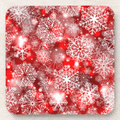 Sneeuwvlokken op rood bier onderzetter (Voorkant)