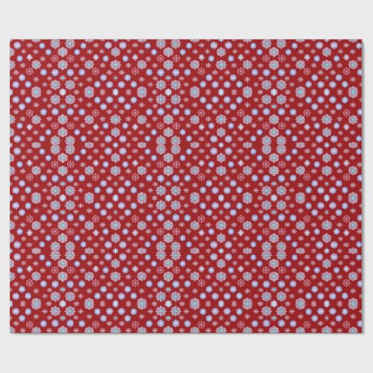  sneeuwvlokken op rood cadeaupapier (Vlak)